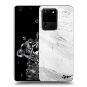 Picasee silikónový čierny obal pre Samsung Galaxy S20 Ultra 5G G988F - White marble
