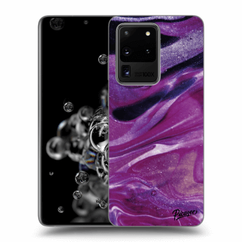 Picasee silikónový čierny obal pre Samsung Galaxy S20 Ultra 5G G988F - Purple glitter