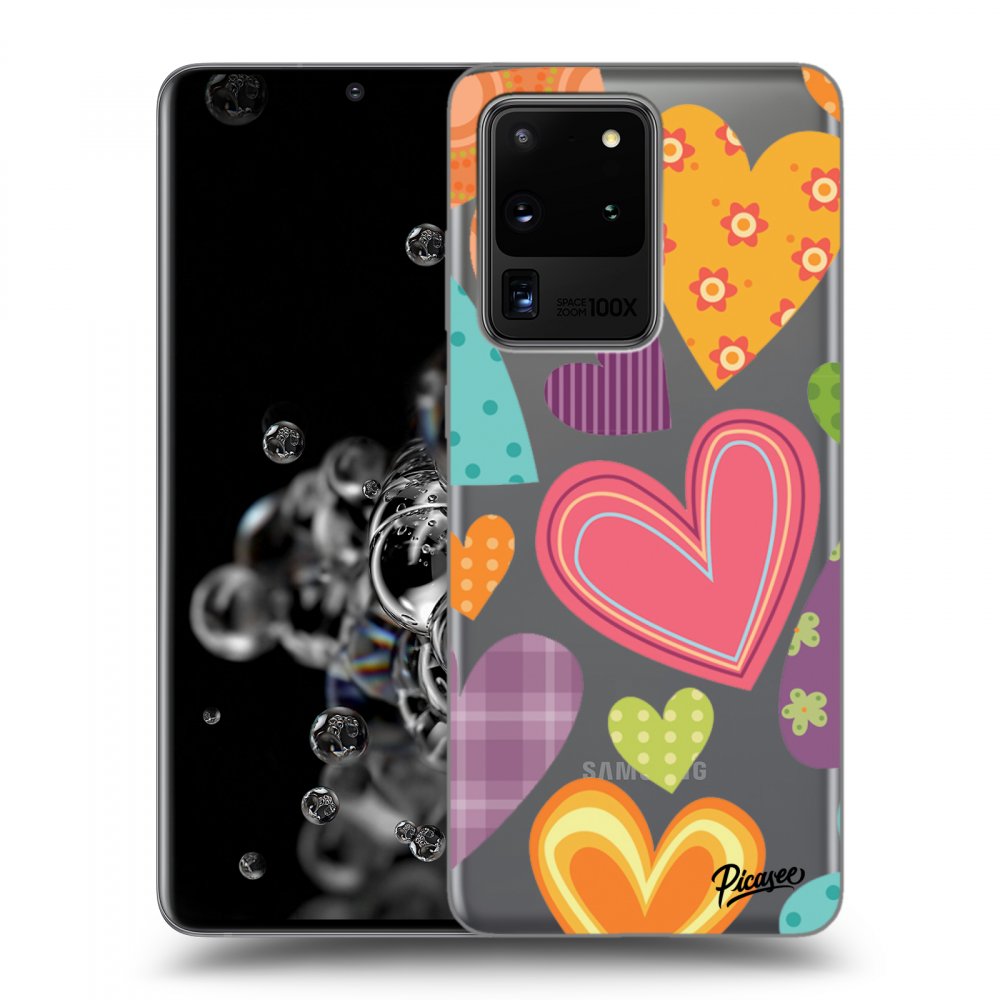 Picasee silikónový prehľadný obal pre Samsung Galaxy S20 Ultra 5G G988F - Colored heart