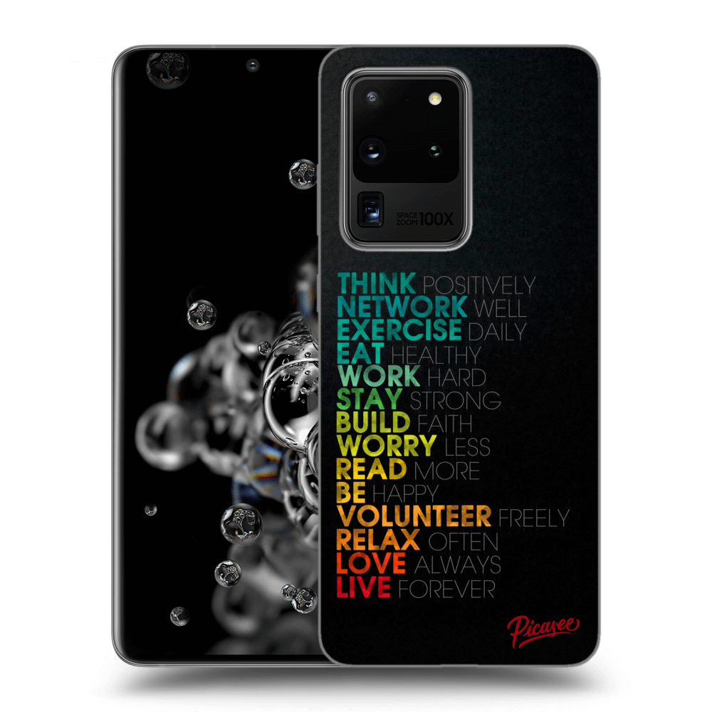 Picasee silikónový čierny obal pre Samsung Galaxy S20 Ultra 5G G988F - Motto life