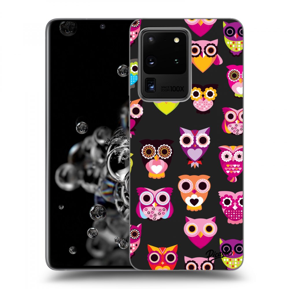 Picasee silikónový čierny obal pre Samsung Galaxy S20 Ultra 5G G988F - Owls