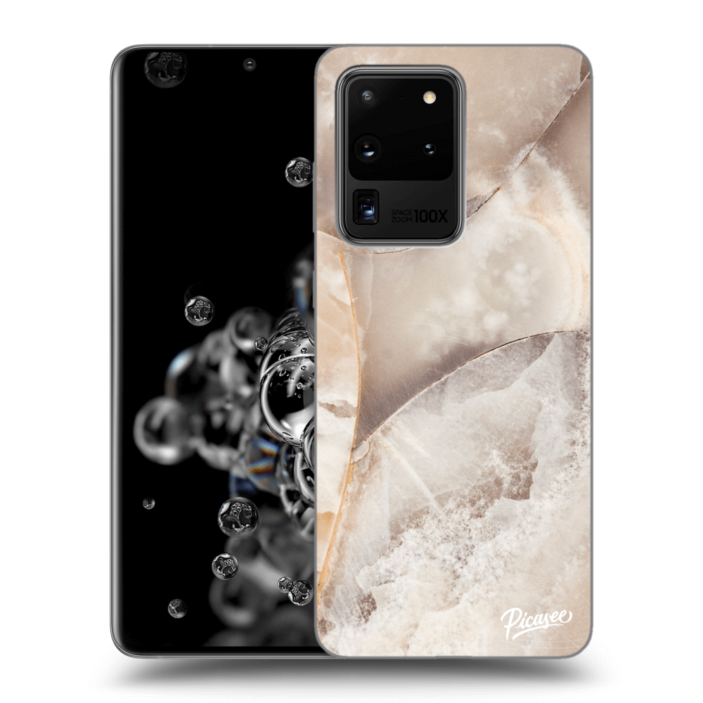 Picasee silikónový čierny obal pre Samsung Galaxy S20 Ultra 5G G988F - Cream marble