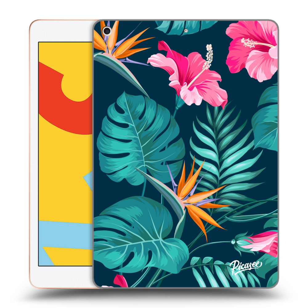 Picasee silikónový prehľadný obal pre Apple iPad 10.2" 2019 (7. gen) - Pink Monstera