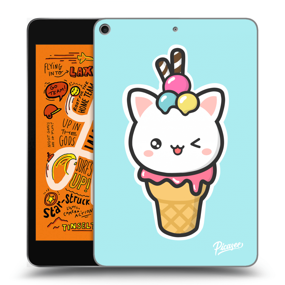 Picasee silikónový čierny obal pre Apple iPad mini 2019 (5. gen) - Ice Cream Cat