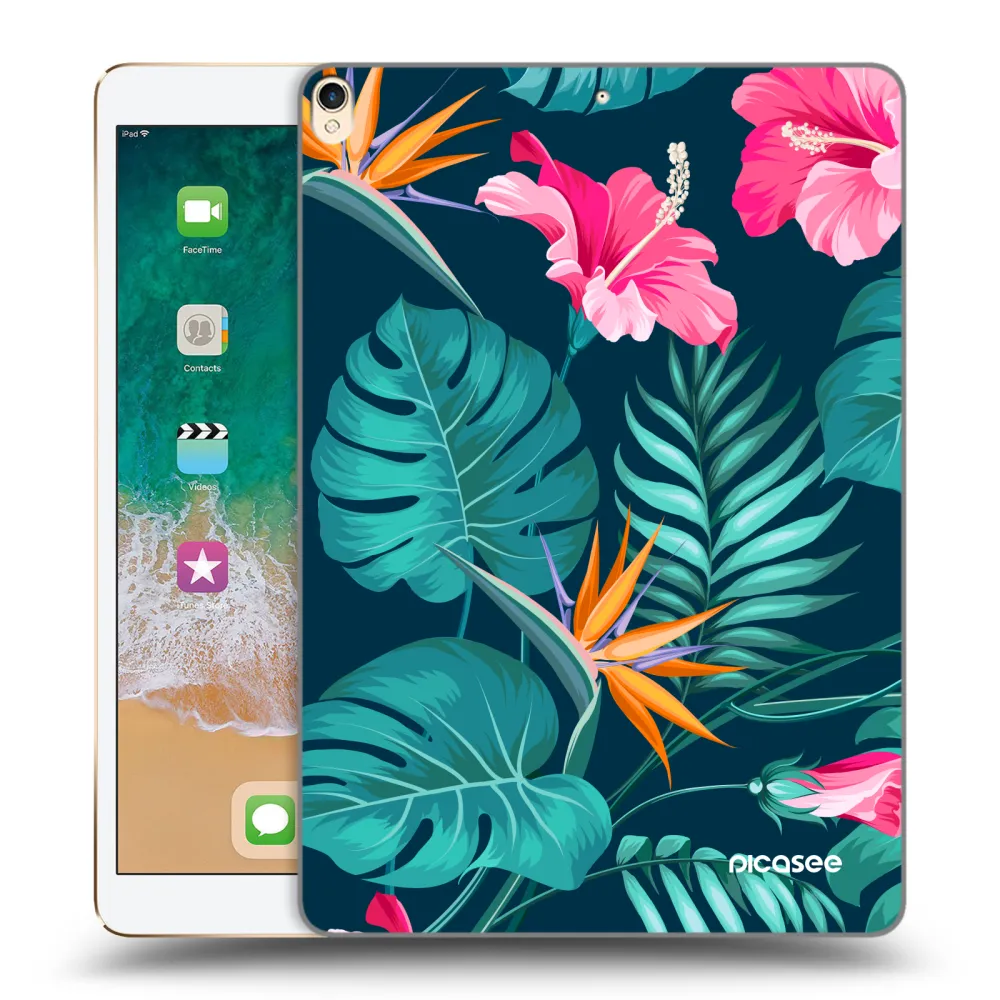 Picasee silikónový prehľadný obal pre Apple iPad Pro 10.5" 2017 (2. gen) - Pink Monstera