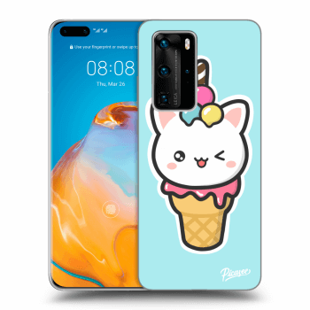 Picasee silikónový čierny obal pre Huawei P40 Pro - Ice Cream Cat