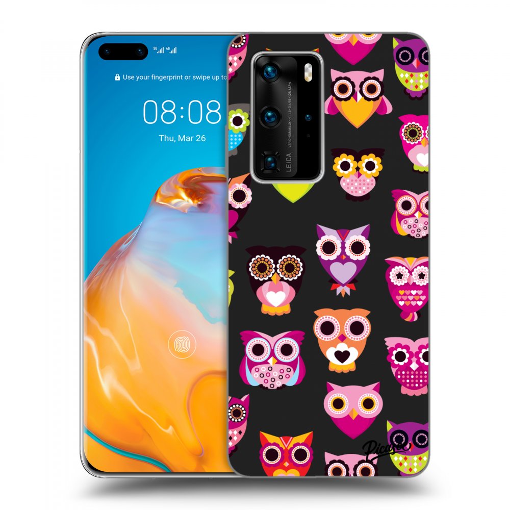 Picasee silikónový čierny obal pre Huawei P40 Pro - Owls