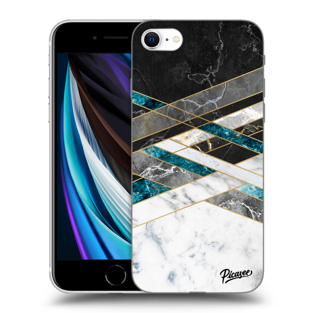 Picasee silikónový prehľadný obal pre Apple iPhone SE 2020 - Black & White geometry
