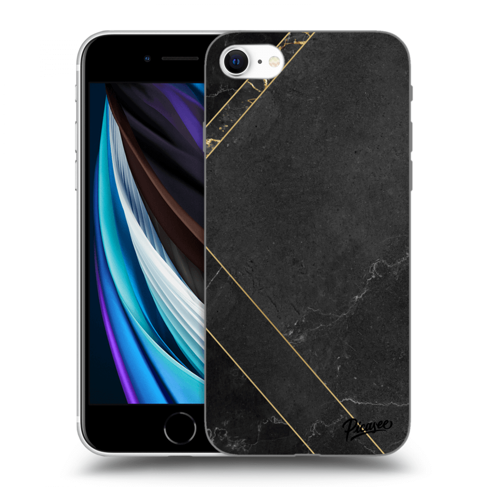 Picasee silikónový prehľadný obal pre Apple iPhone SE 2020 - Black tile