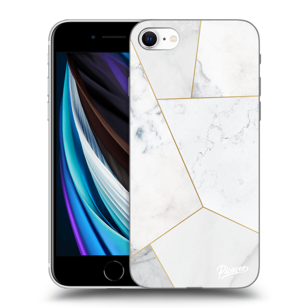 Picasee silikónový prehľadný obal pre Apple iPhone SE 2020 - White tile