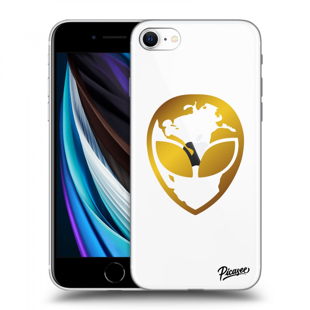 Picasee silikónový prehľadný obal pre Apple iPhone SE 2020 - EARTH - Gold Alien 3.0