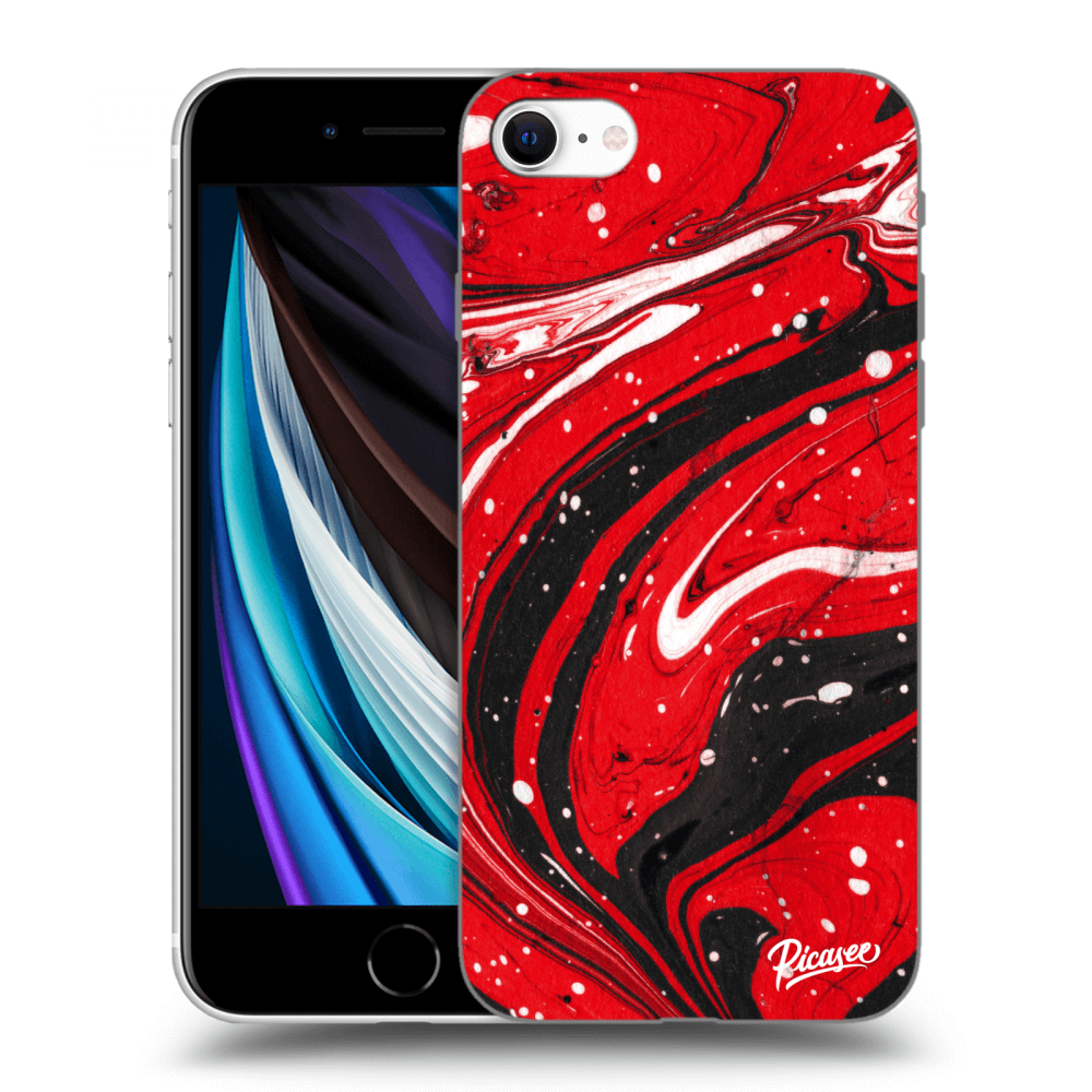 Picasee silikónový prehľadný obal pre Apple iPhone SE 2020 - Red black