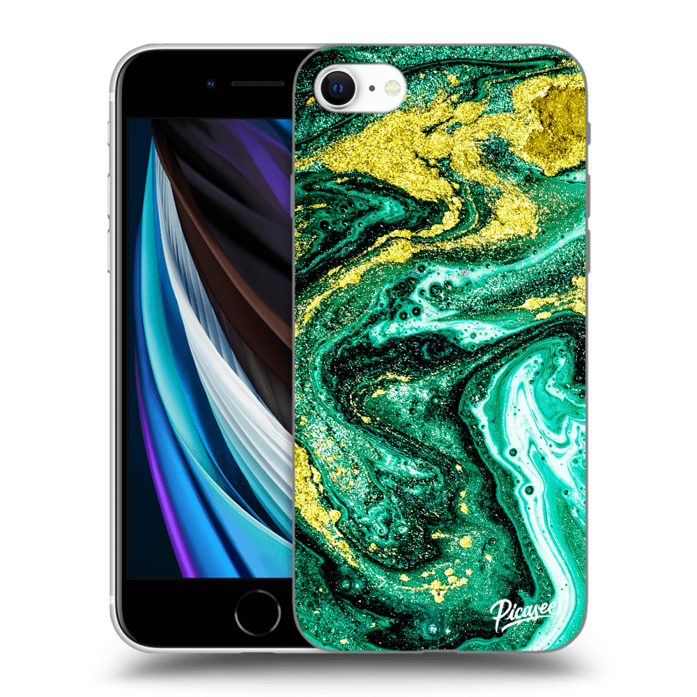Picasee silikónový prehľadný obal pre Apple iPhone SE 2020 - Green Gold