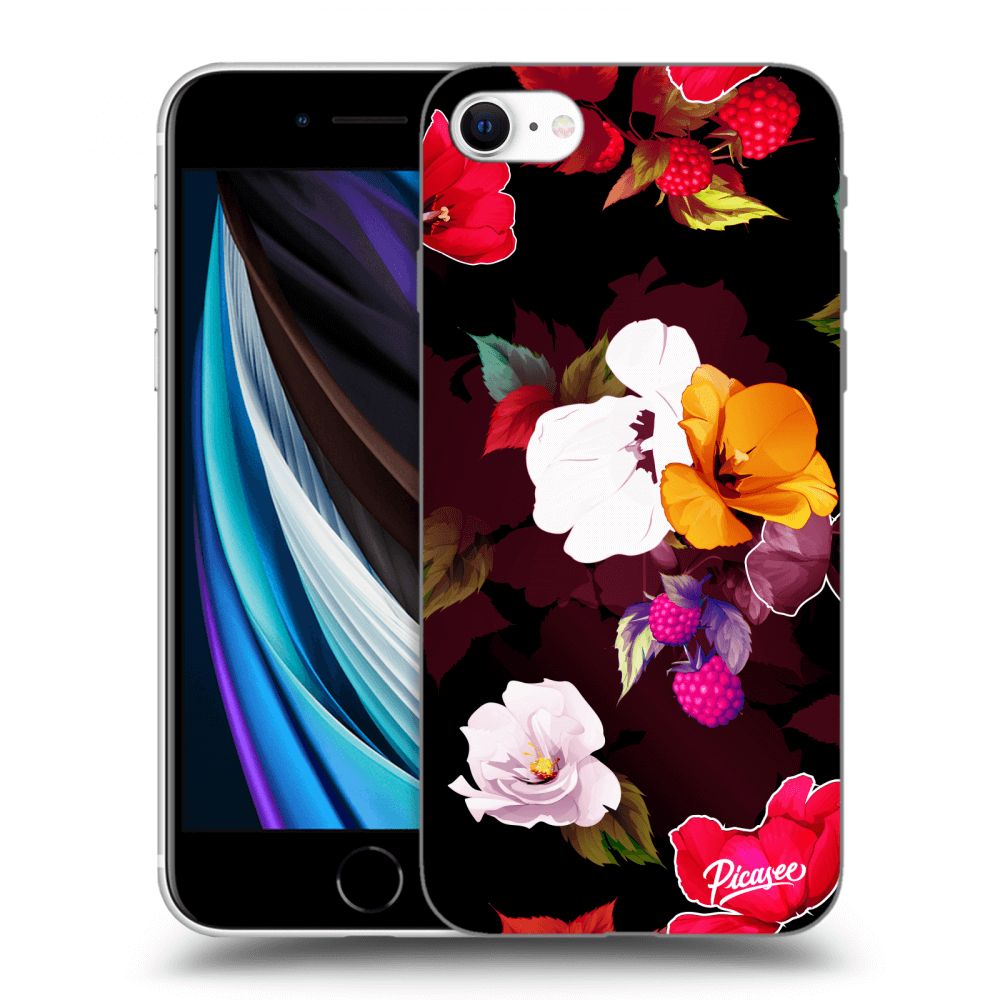 Picasee silikónový čierny obal pre Apple iPhone SE 2020 - Flowers and Berries