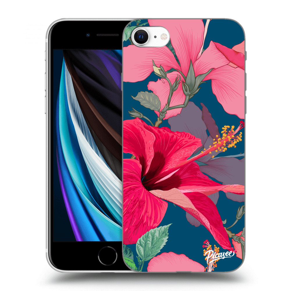 Picasee silikónový čierny obal pre Apple iPhone SE 2020 - Hibiscus
