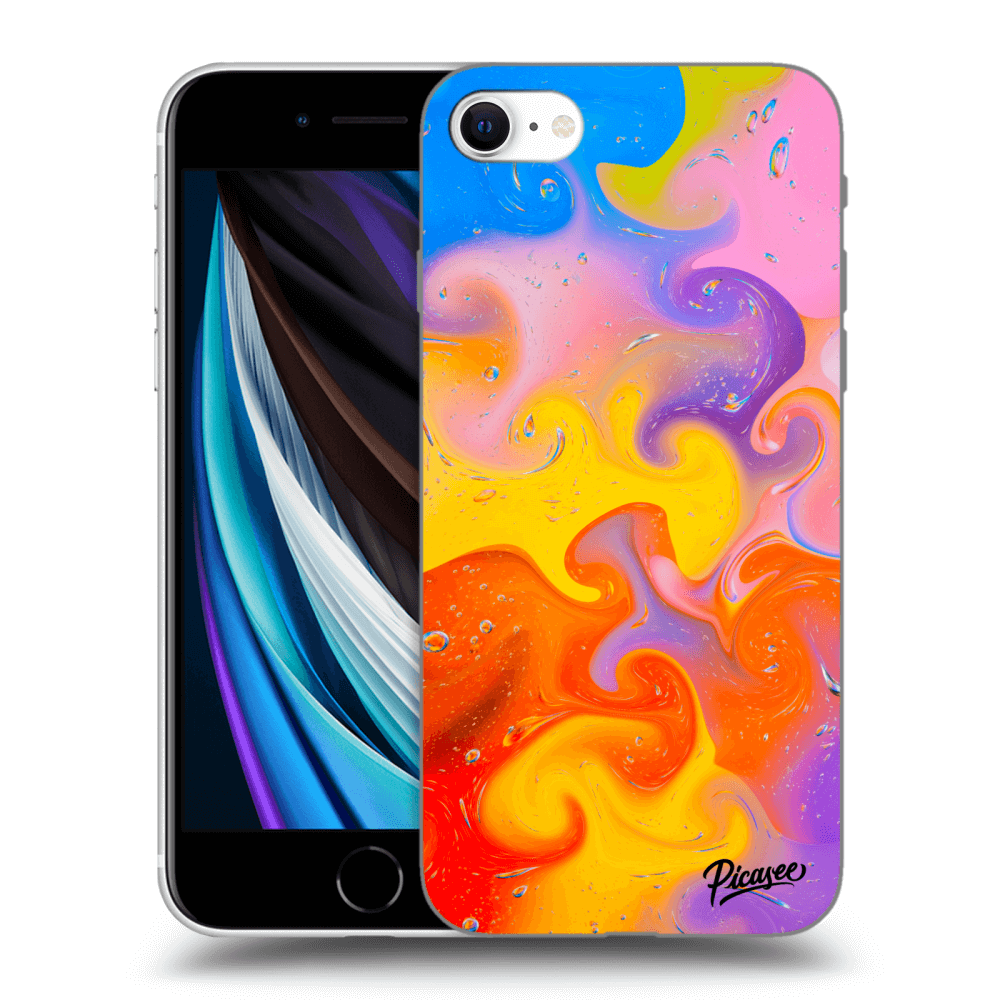 Picasee silikónový prehľadný obal pre Apple iPhone SE 2020 - Bubbles
