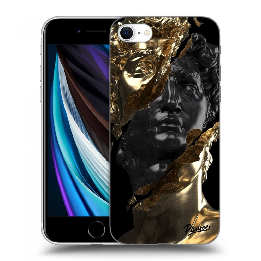 Picasee silikónový čierny obal pre Apple iPhone SE 2020 - Gold - Black