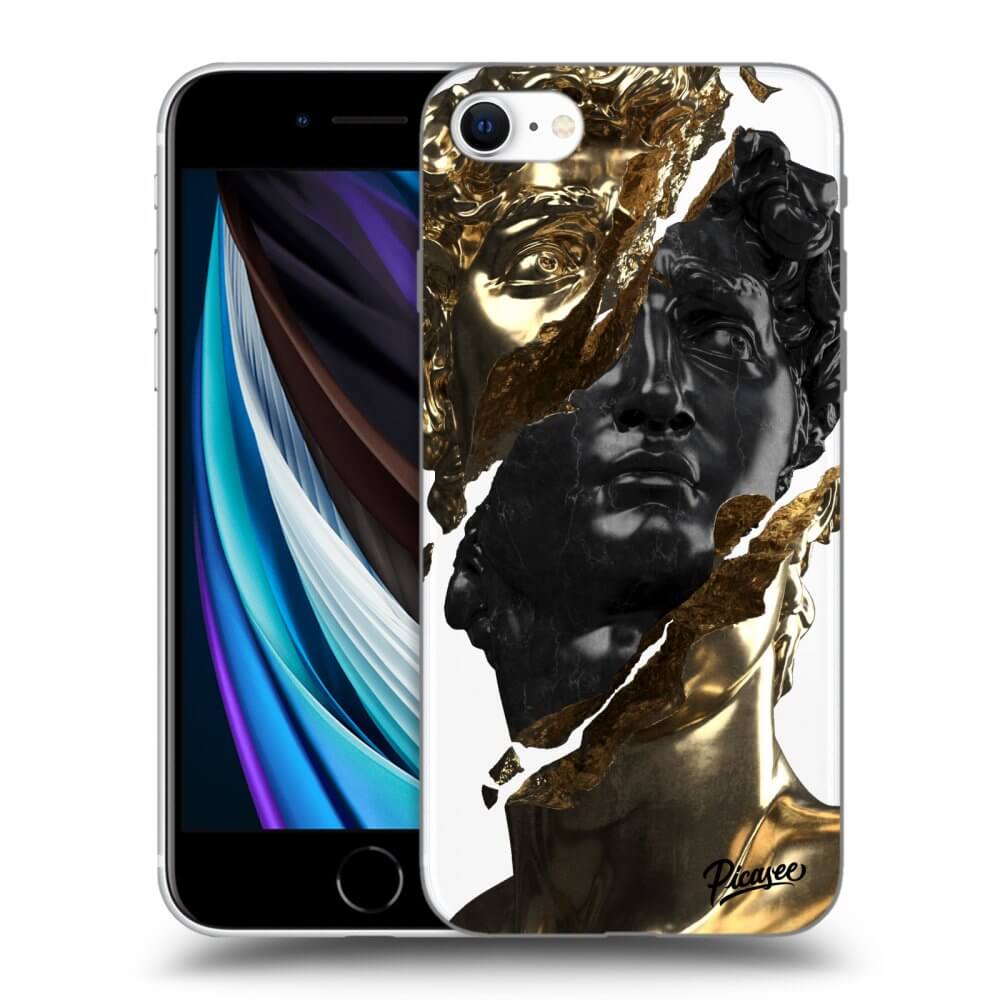 Picasee silikónový prehľadný obal pre Apple iPhone SE 2020 - Gold - Black