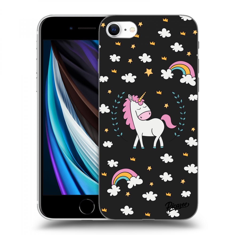 Picasee silikónový čierny obal pre Apple iPhone SE 2020 - Unicorn hviezdne nebo