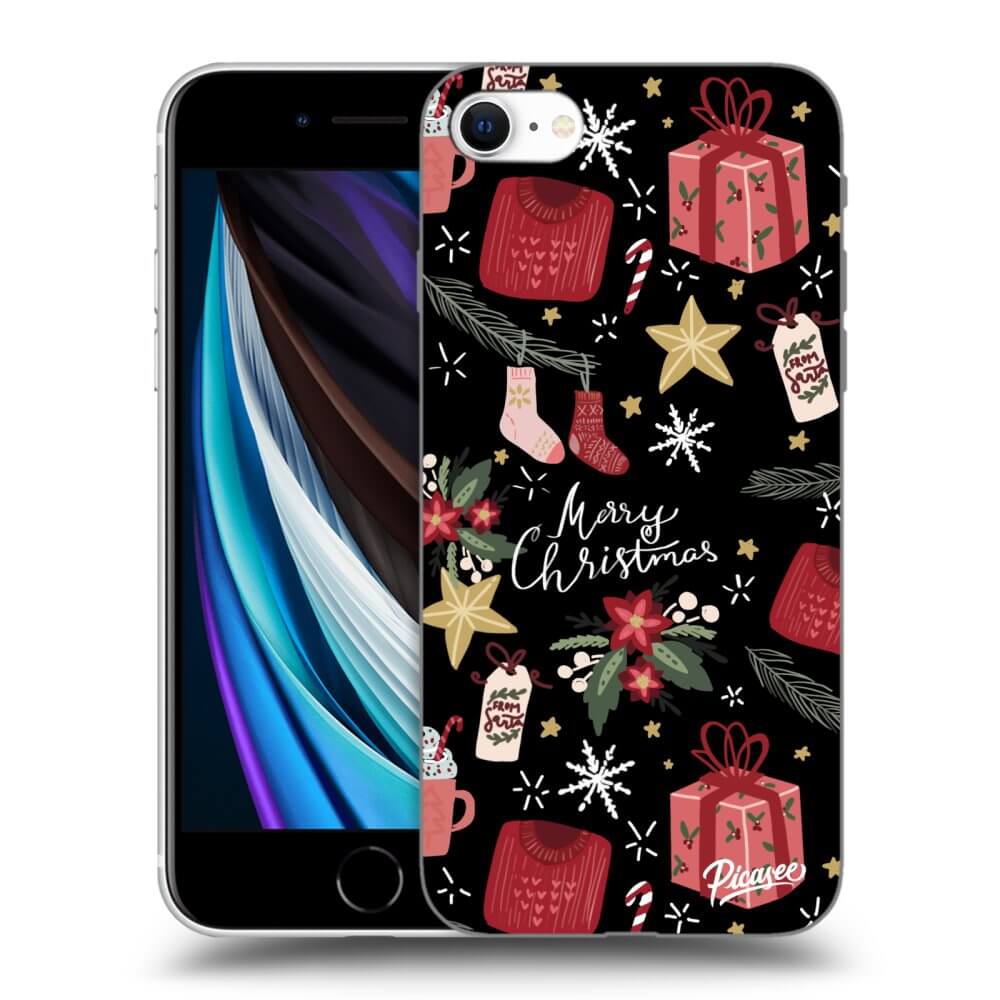 Picasee silikónový čierny obal pre Apple iPhone SE 2020 - Christmas
