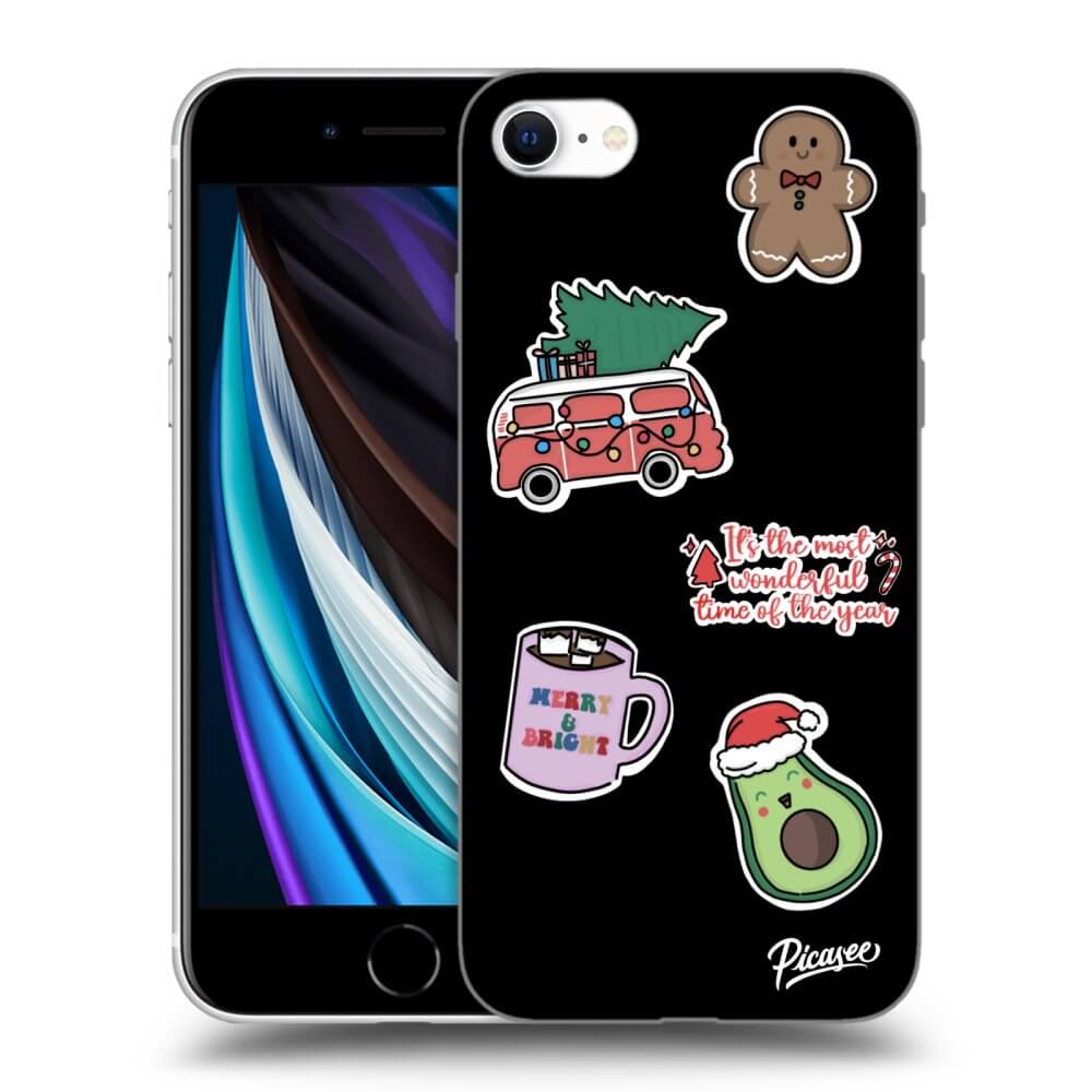 Picasee silikónový čierny obal pre Apple iPhone SE 2020 - Christmas Stickers