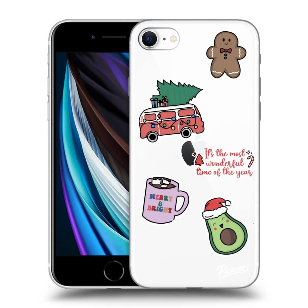 Picasee silikónový prehľadný obal pre Apple iPhone SE 2020 - Christmas Stickers