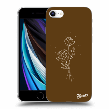 Picasee silikónový prehľadný obal pre Apple iPhone SE 2020 - Brown flowers