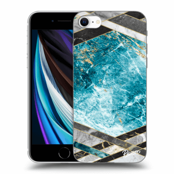 Picasee silikónový čierny obal pre Apple iPhone SE 2020 - Blue geometry