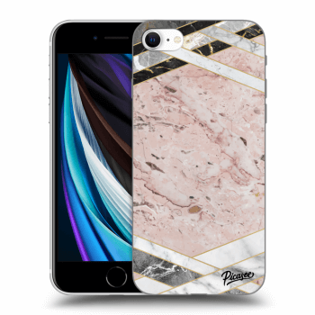 Picasee silikónový čierny obal pre Apple iPhone SE 2020 - Pink geometry
