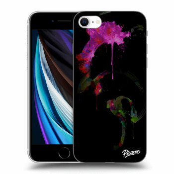 Picasee silikónový čierny obal pre Apple iPhone SE 2020 - Peony black