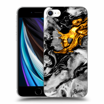 Picasee silikónový čierny obal pre Apple iPhone SE 2020 - Black Gold 2