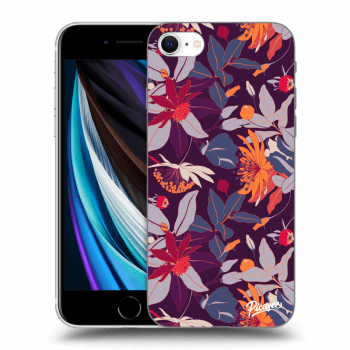 Picasee silikónový čierny obal pre Apple iPhone SE 2020 - Purple Leaf