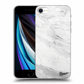 Picasee silikónový čierny obal pre Apple iPhone SE 2020 - White marble