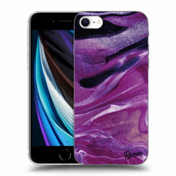 Picasee silikónový čierny obal pre Apple iPhone SE 2020 - Purple glitter