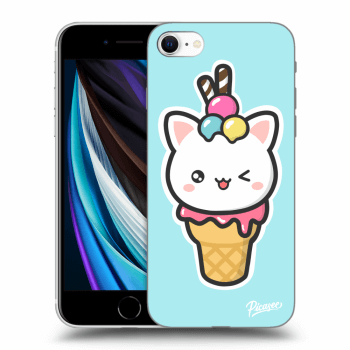 Picasee silikónový čierny obal pre Apple iPhone SE 2020 - Ice Cream Cat