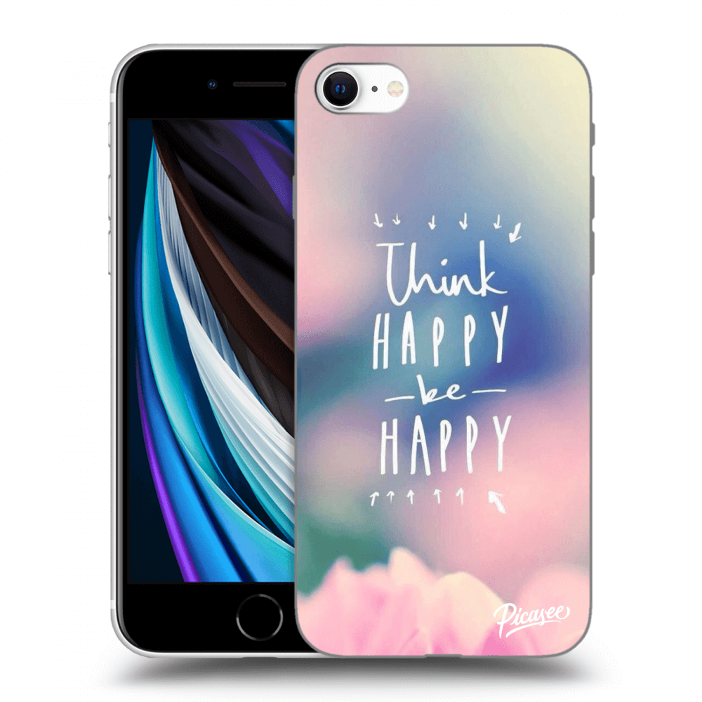 Picasee silikónový čierny obal pre Apple iPhone SE 2020 - Think happy be happy