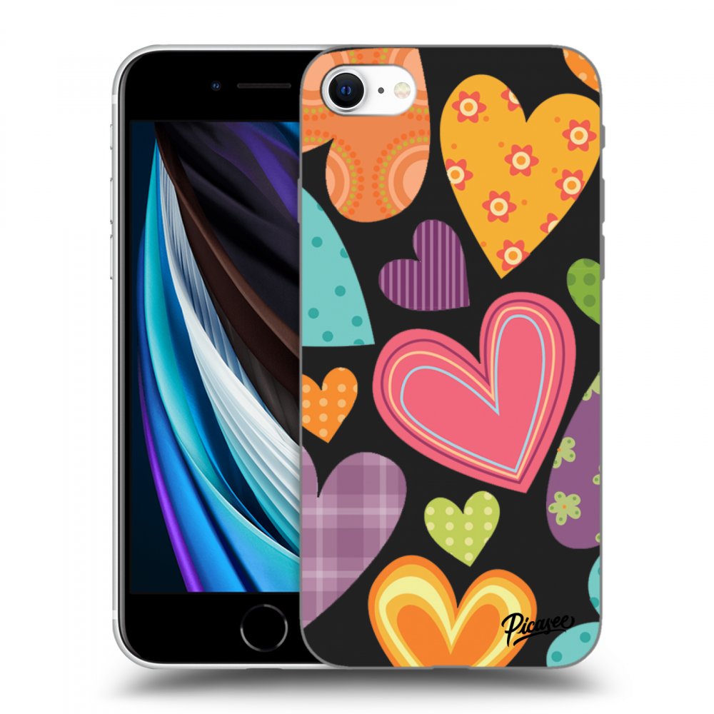 Picasee silikónový čierny obal pre Apple iPhone SE 2020 - Colored heart