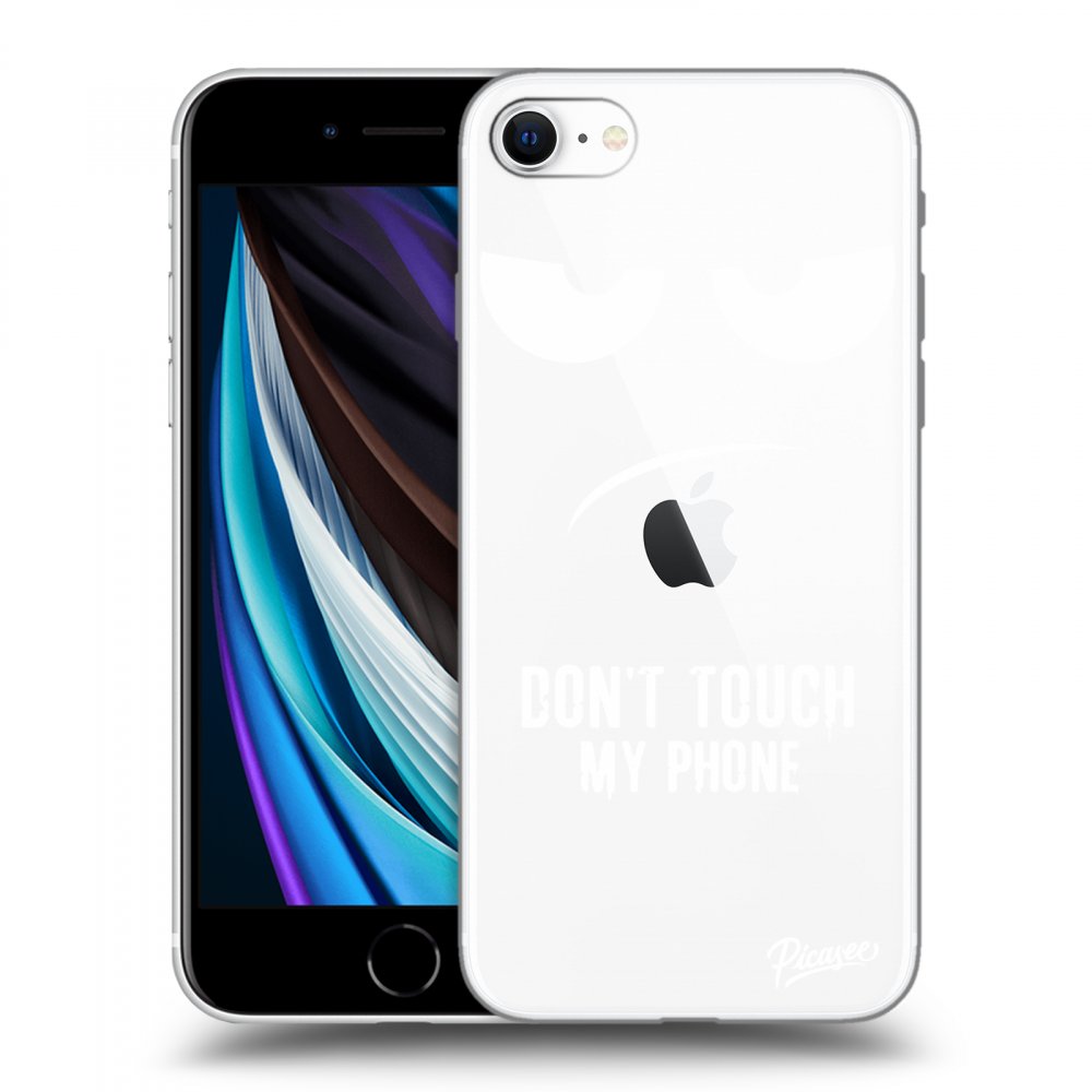 Picasee silikónový prehľadný obal pre Apple iPhone SE 2020 - Nesiahajte mi na telefón