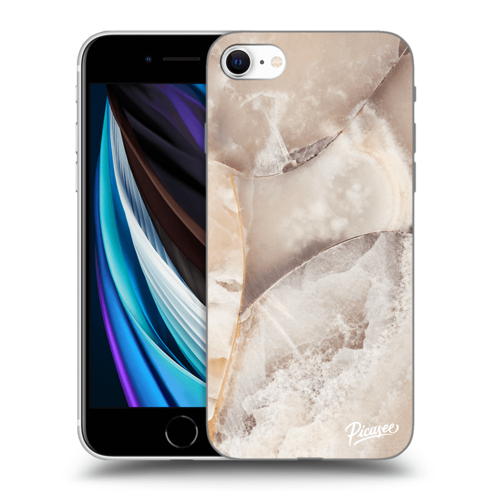 Picasee silikónový čierny obal pre Apple iPhone SE 2020 - Cream marble