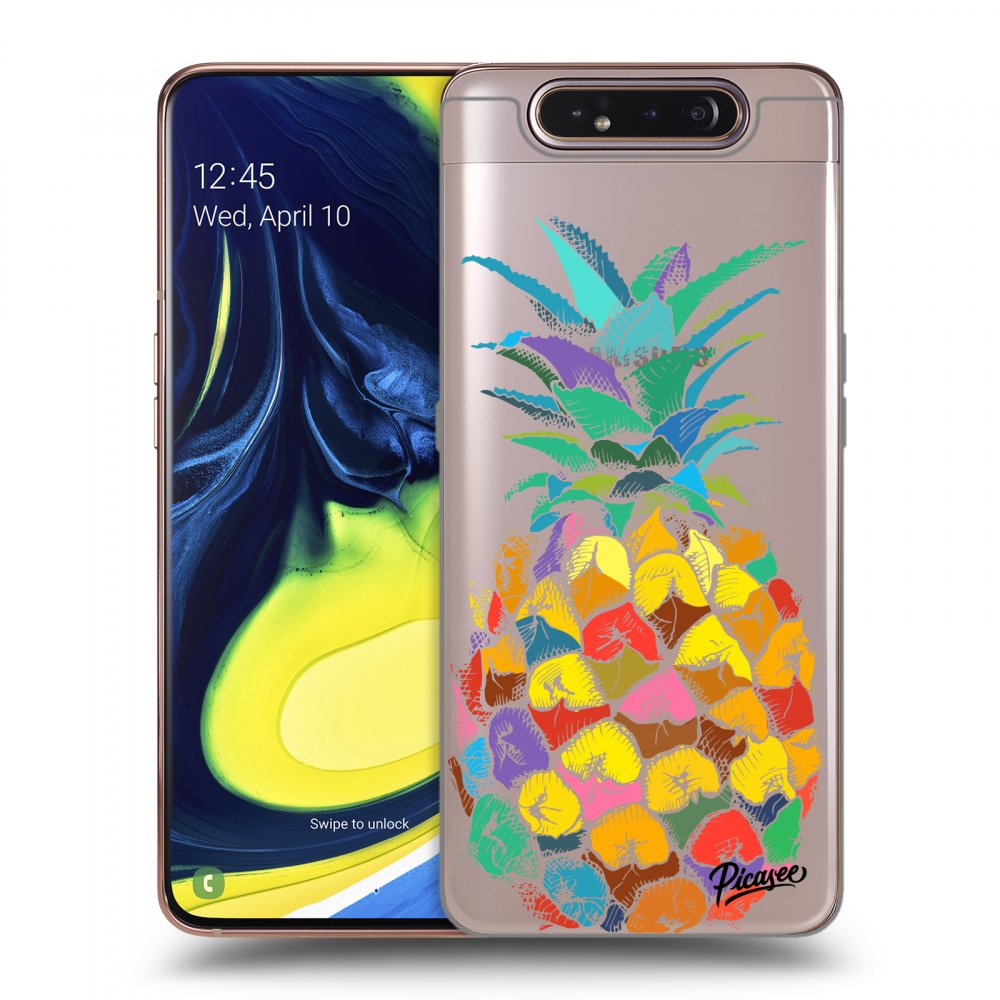 Picasee silikónový prehľadný obal pre Samsung Galaxy A80 A805F - Pineapple