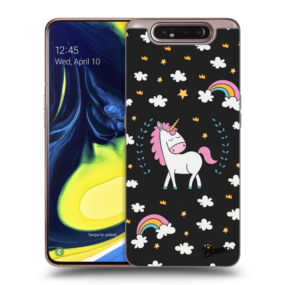 Picasee silikónový čierny obal pre Samsung Galaxy A80 A805F - Unicorn star heaven