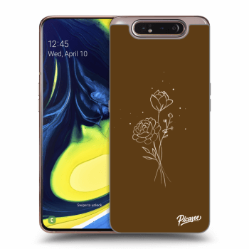 Picasee silikónový prehľadný obal pre Samsung Galaxy A80 A805F - Brown flowers