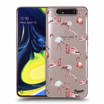 Picasee silikónový prehľadný obal pre Samsung Galaxy A80 A805F - Flamingos