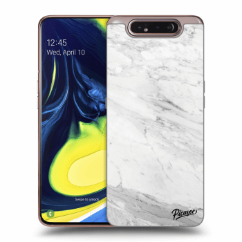 Picasee silikónový prehľadný obal pre Samsung Galaxy A80 A805F - White marble