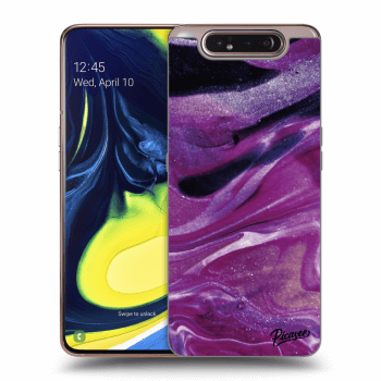Picasee silikónový čierny obal pre Samsung Galaxy A80 A805F - Purple glitter