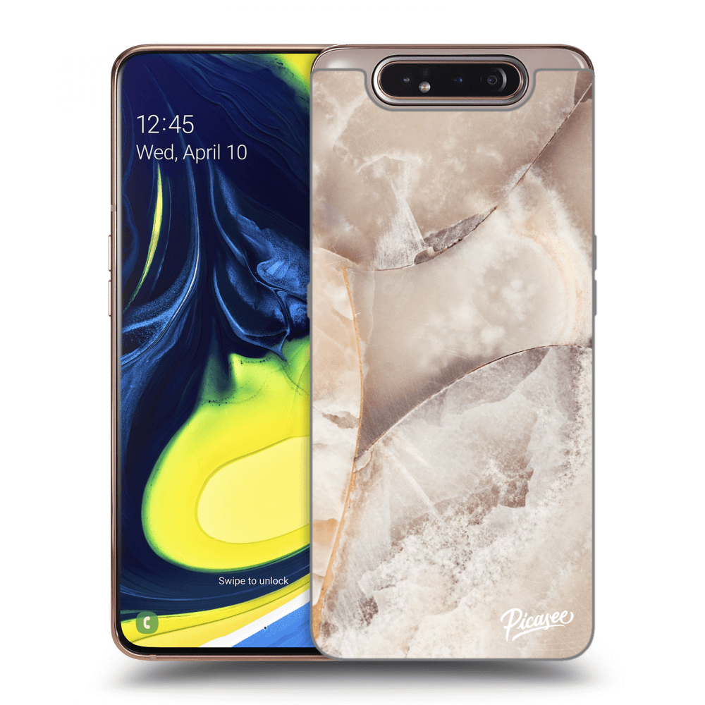 Picasee silikónový prehľadný obal pre Samsung Galaxy A80 A805F - Cream marble