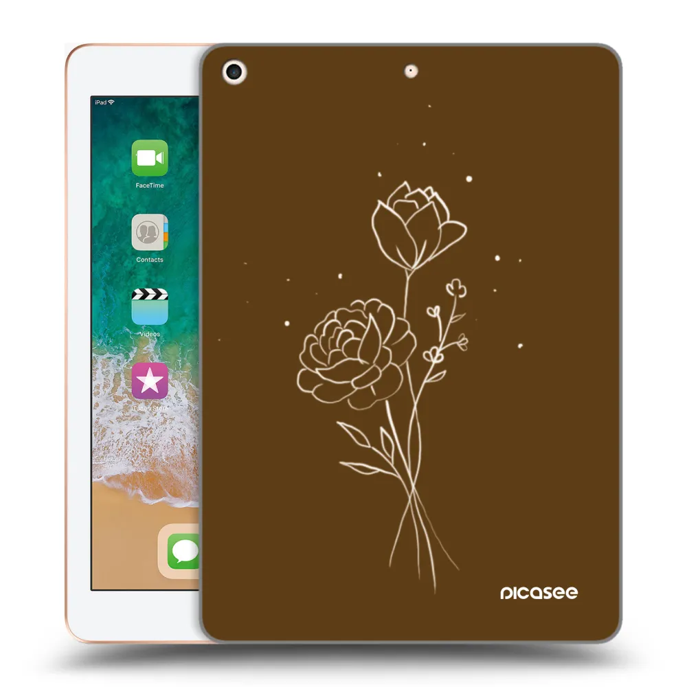 Picasee silikónový prehľadný obal pre Apple iPad 9.7" 2018 (6. gen) - Brown flowers