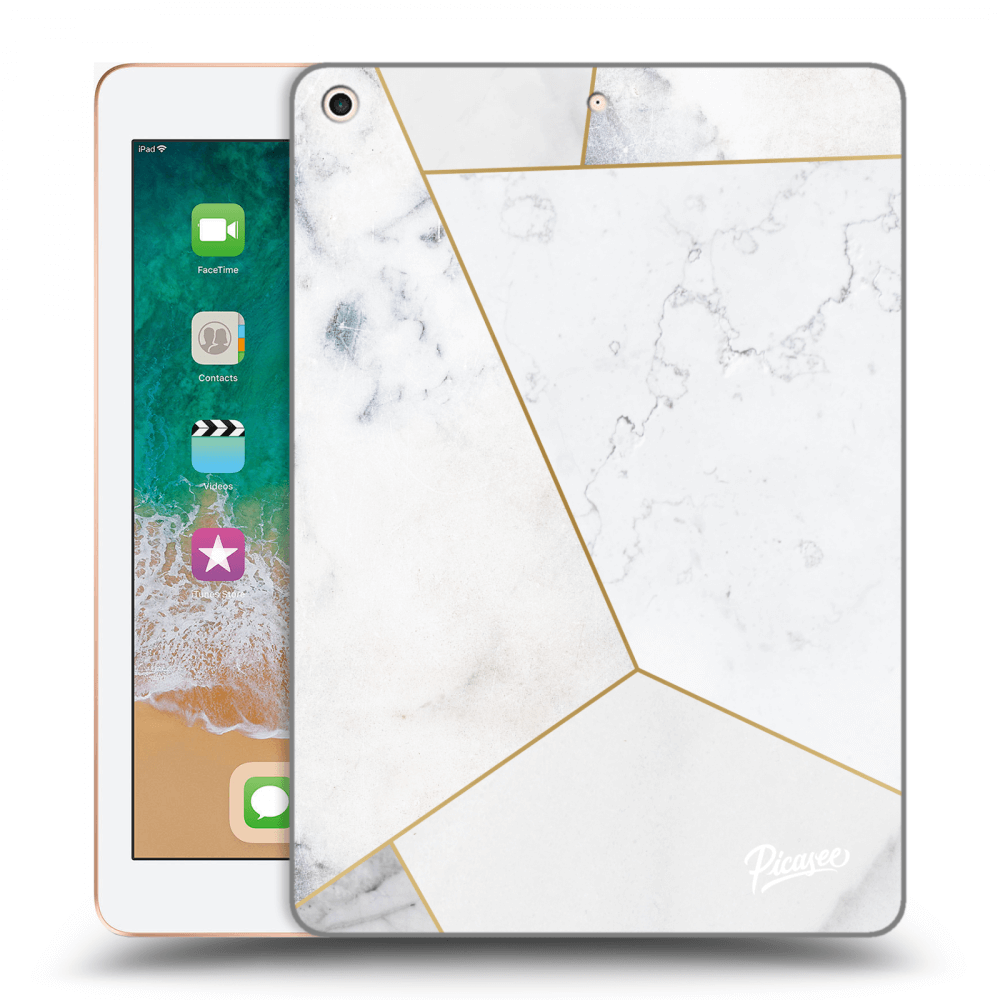 Picasee silikónový čierny obal pre Apple iPad 9.7" 2018 (6. gen) - White tile
