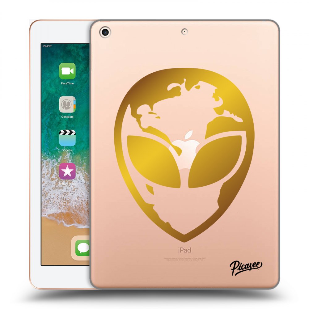 Picasee silikónový prehľadný obal pre Apple iPad 9.7" 2018 (6. gen) - EARTH - Gold Alien 3.0