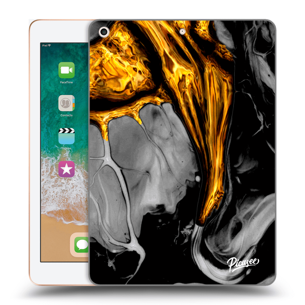 Picasee silikónový prehľadný obal pre Apple iPad 9.7" 2018 (6. gen) - Black Gold